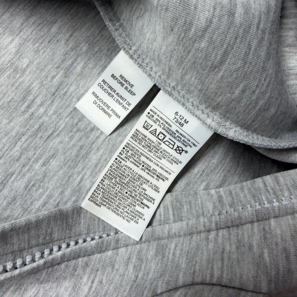 Old Navy Hooded Jumpsuit 3D Ears 6-12M Gray Unisex Baby Romper 842252-00